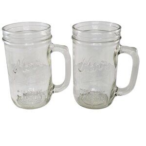 Vintage Kerr Self Sealing Wide Mouth Mason Jar With Handles Set of 2 5.7" Glass
